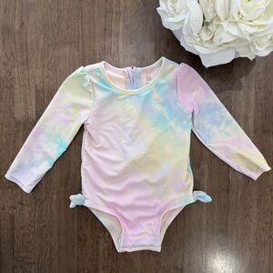 GAP Pastel Tie-Dye Long-Sleeve One-Piece Bodysuit in Pink, Yellow, Blue - 12-18m